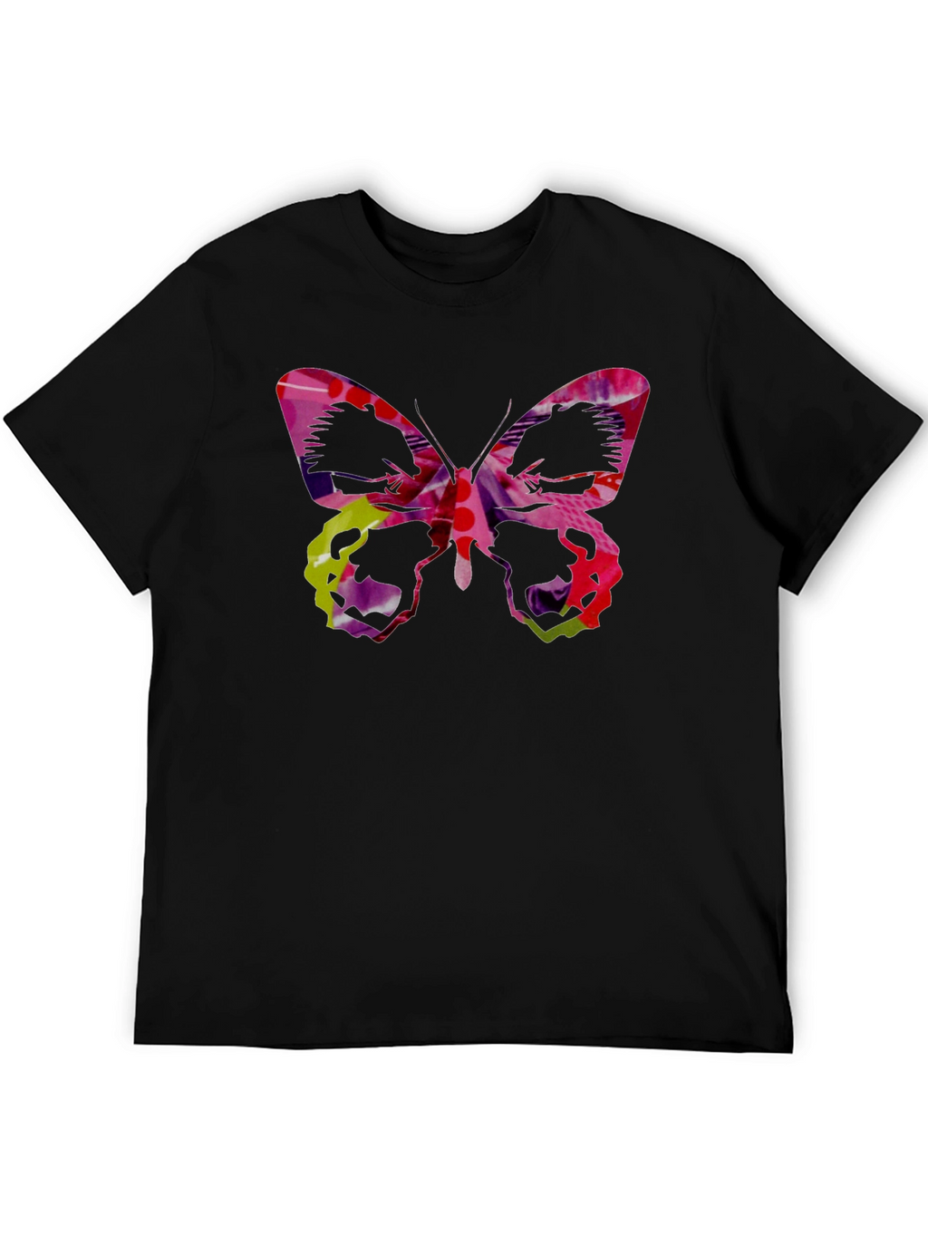 Butterfly Graphic Black Tee - Artistic Design