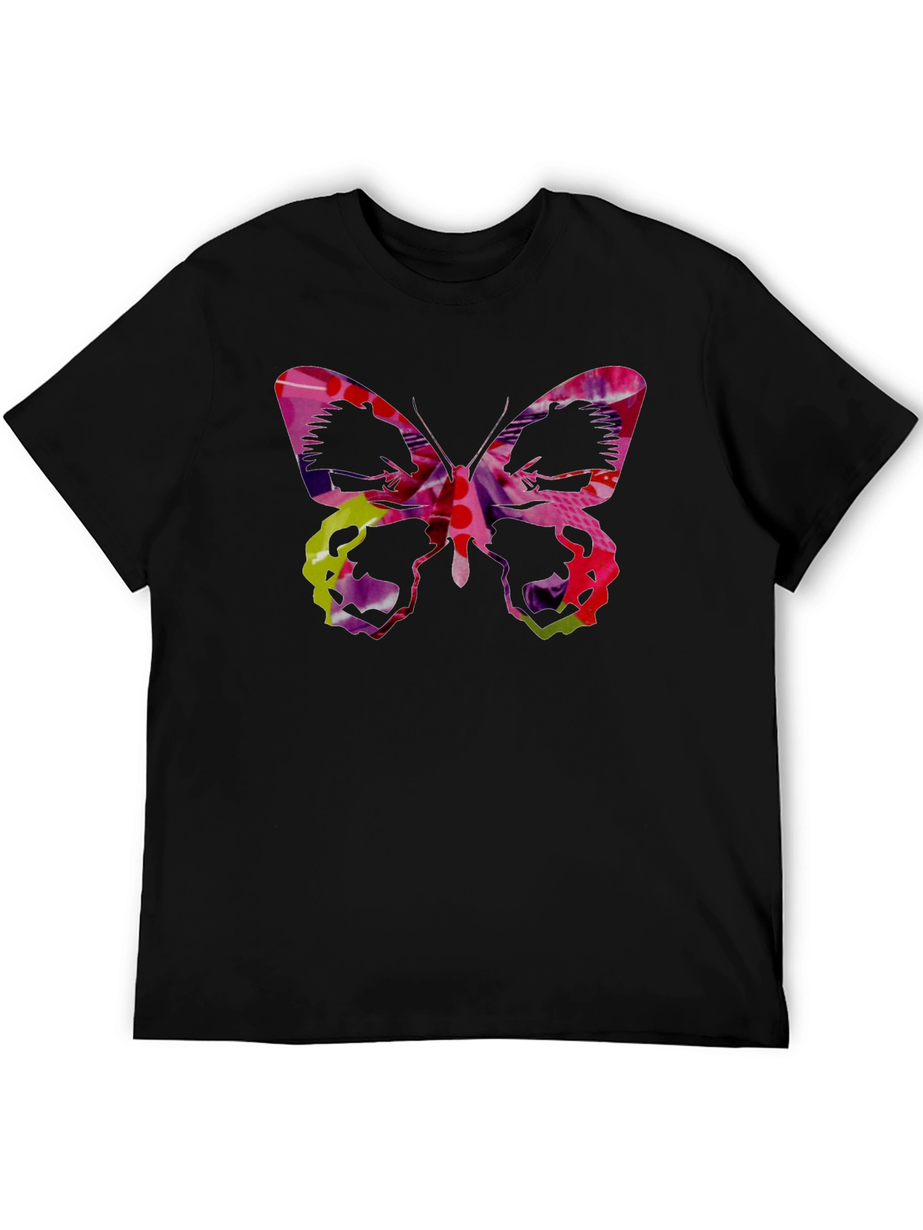 Butterfly Graphic Black Tee - Artistic Design