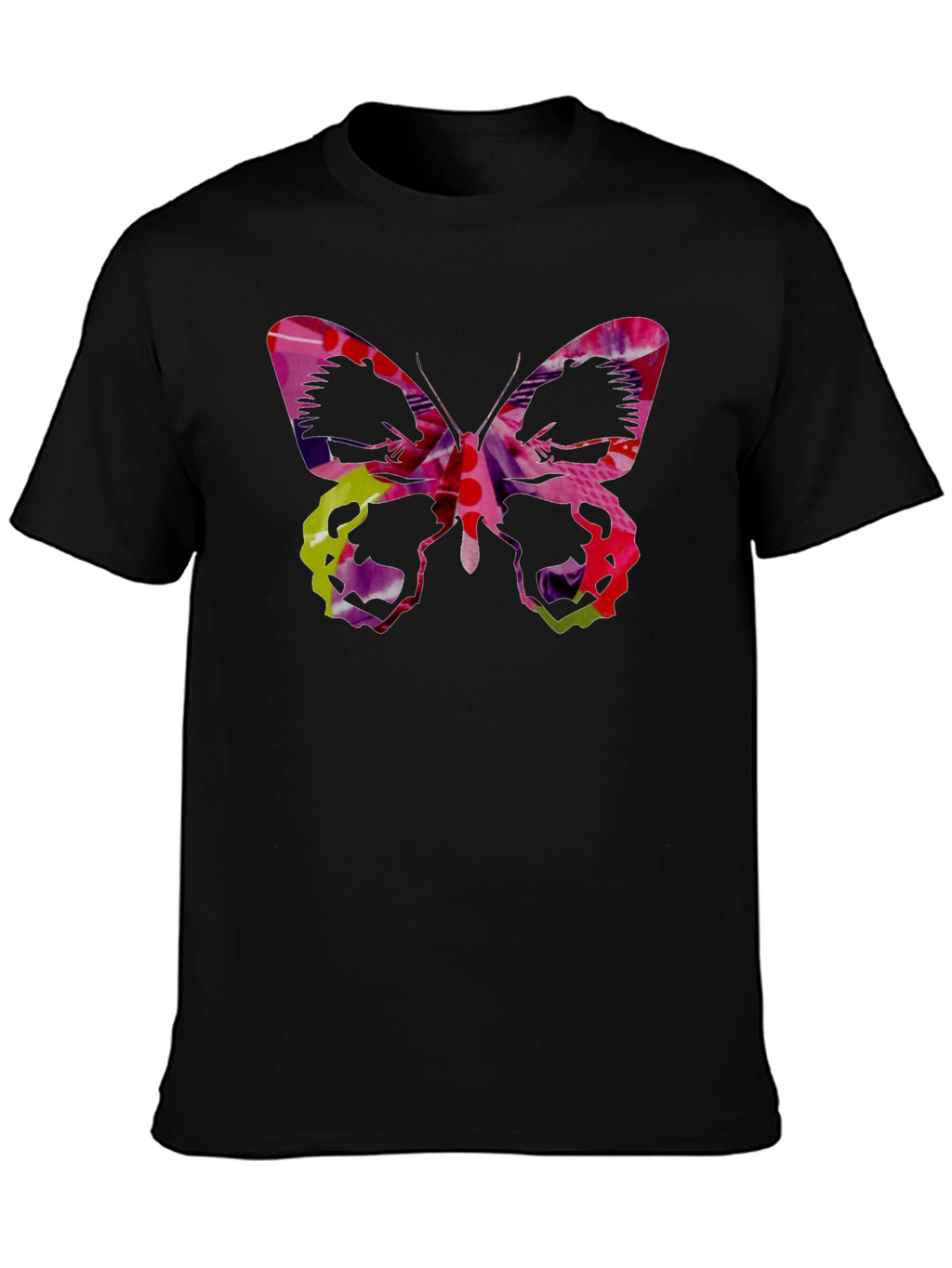 Butterfly Graphic Black Tee - Artistic Design