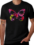 Butterfly Graphic Black Tee - Artistic Design