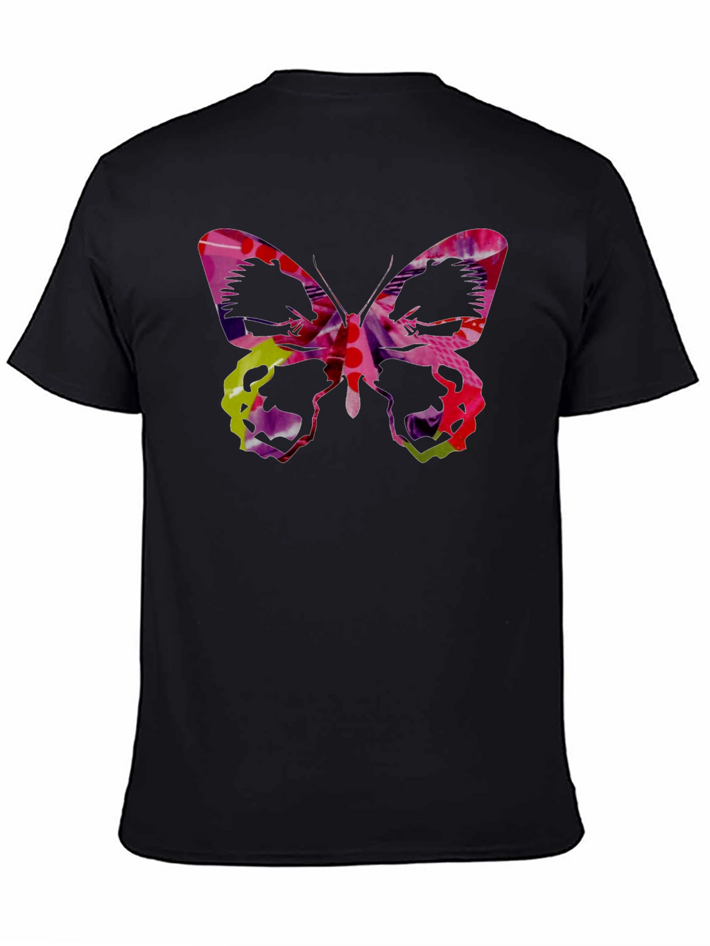 Butterfly Graphic Black Tee - Artistic Design