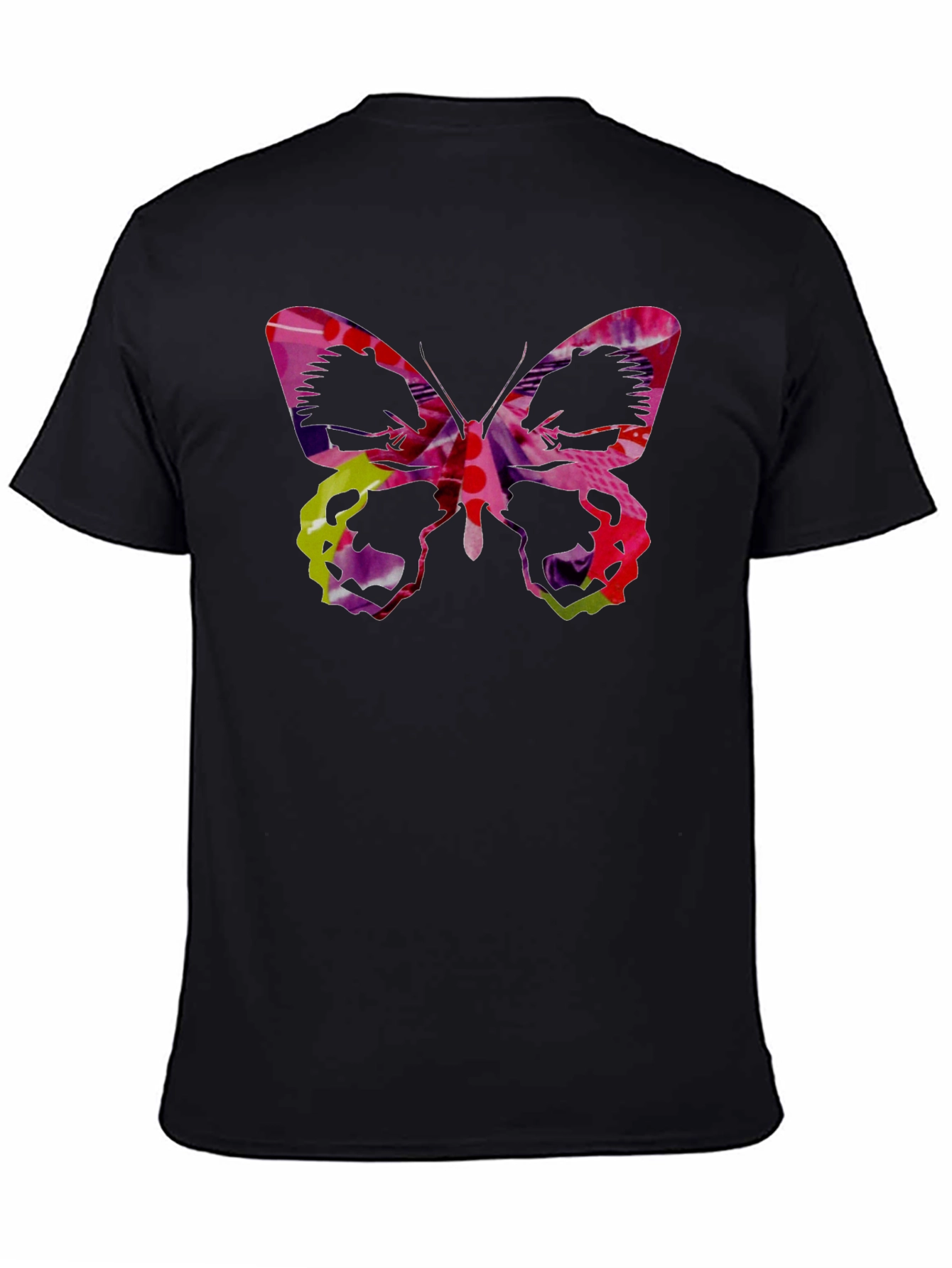 Butterfly Graphic Black Tee - Artistic Design