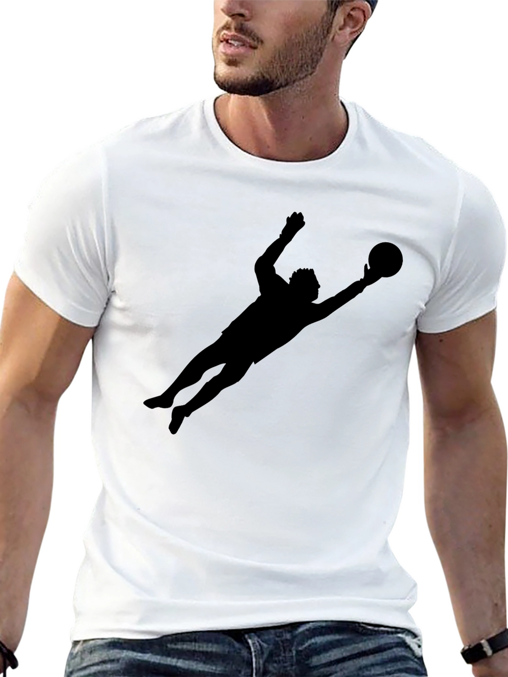 Goalkeeper Silhouette T-Shirt - Sleek Black Tee