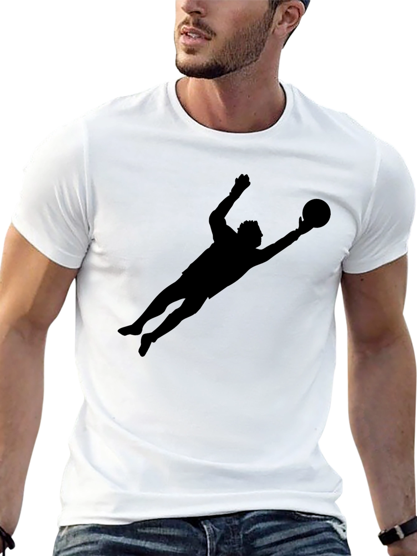 Goalkeeper Silhouette T-Shirt - Sleek Black Tee
