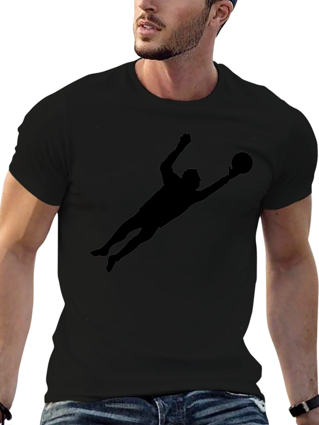Goalkeeper Silhouette T-Shirt - Sleek Black Tee