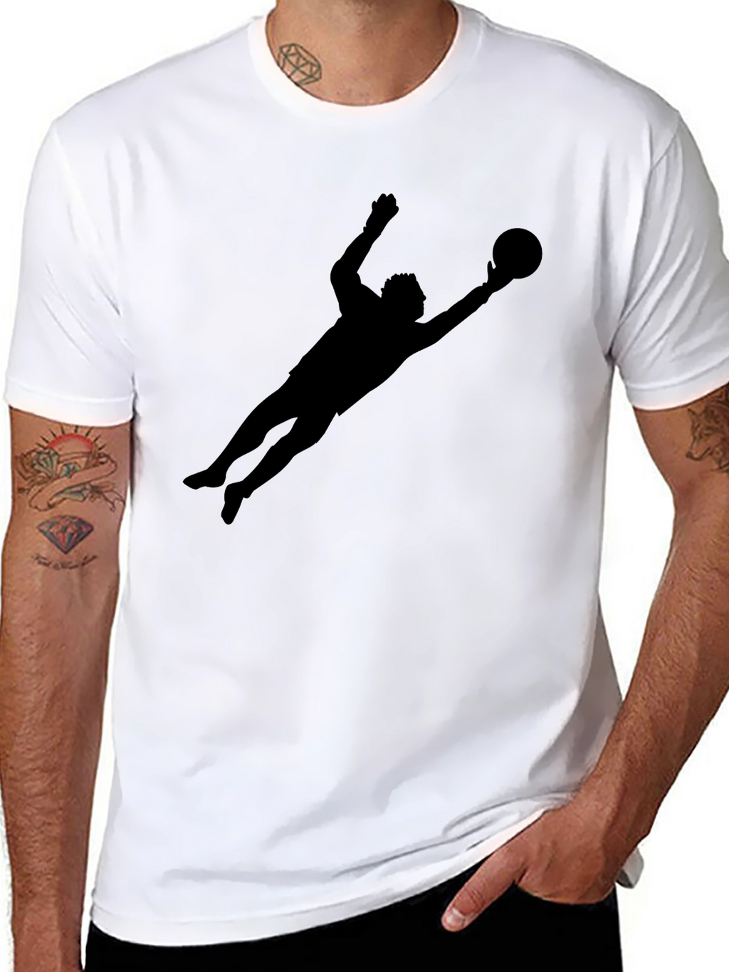 Goalkeeper Silhouette T-Shirt - Sleek Black Tee