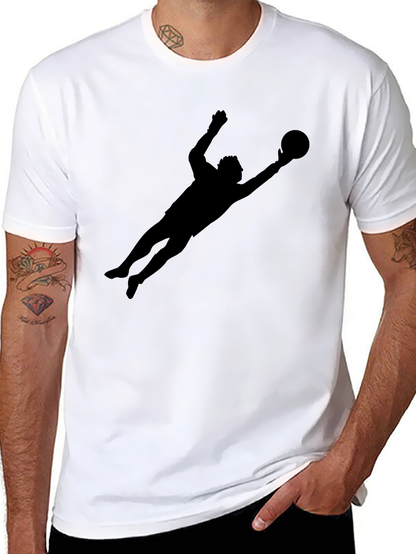 Goalkeeper Silhouette T-Shirt - Sleek Black Tee