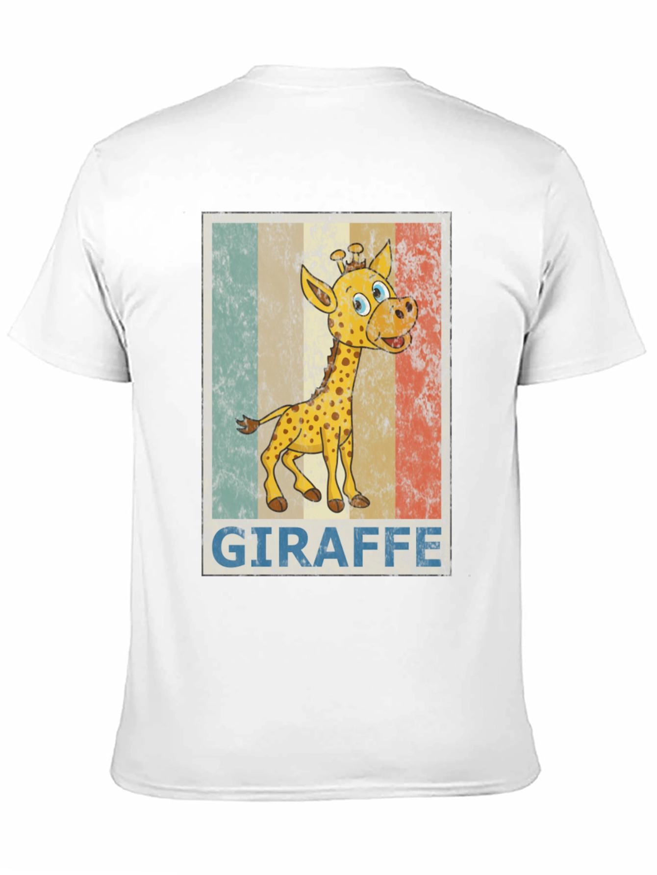 Giraffe Cartoon Print Black T-Shirt