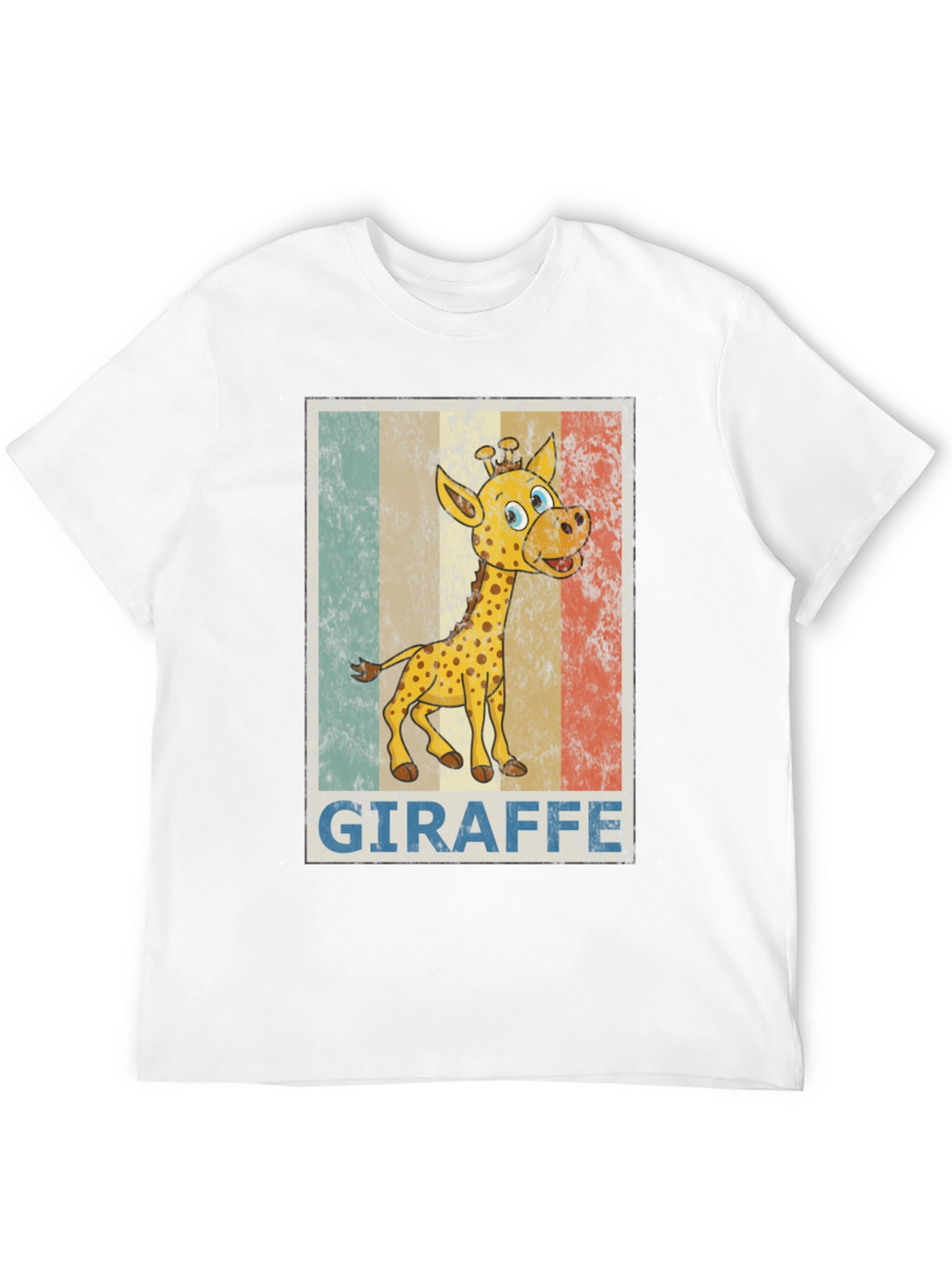 Giraffe Cartoon Print Black T-Shirt