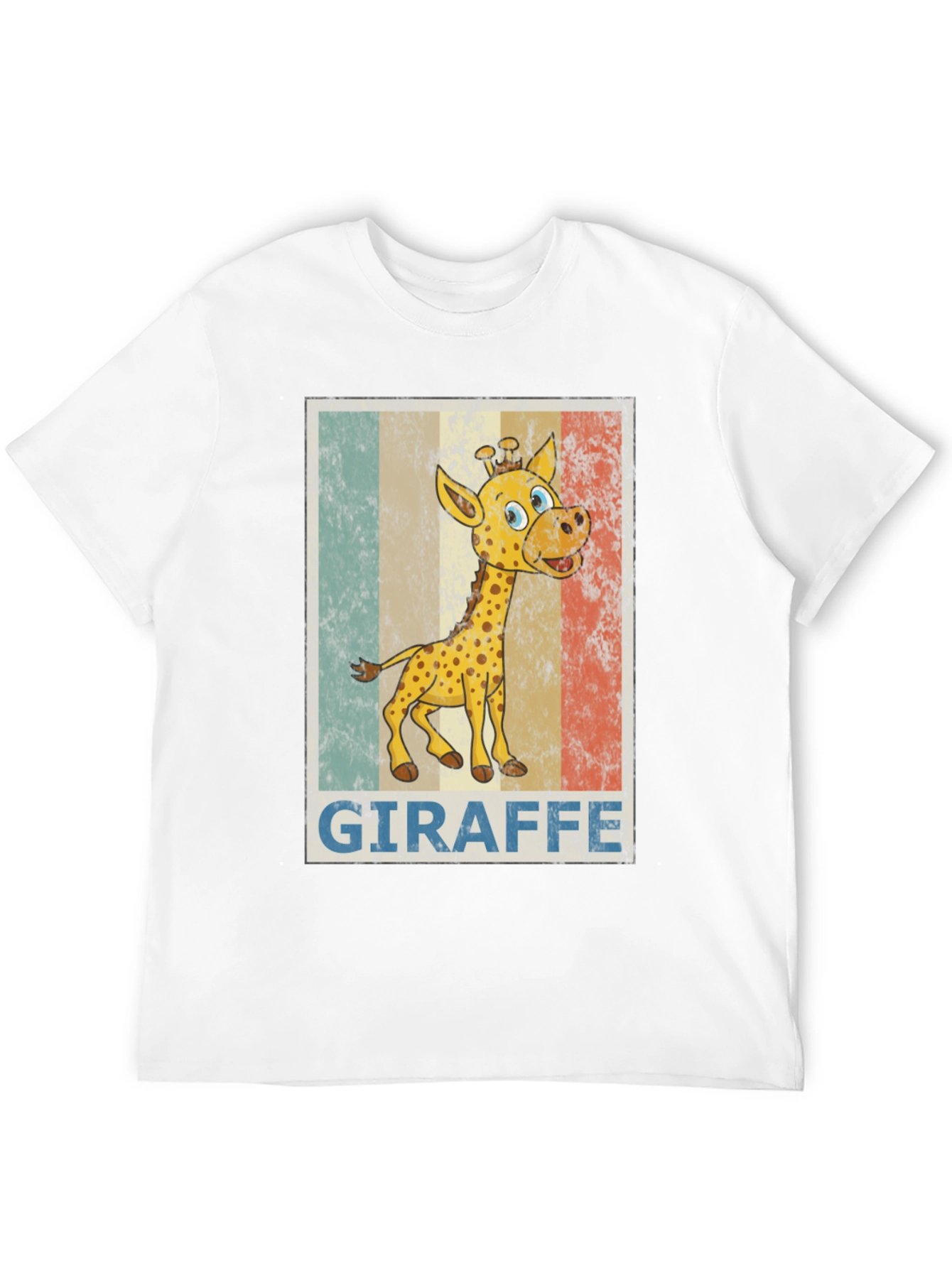 Giraffe Cartoon Print Black T-Shirt