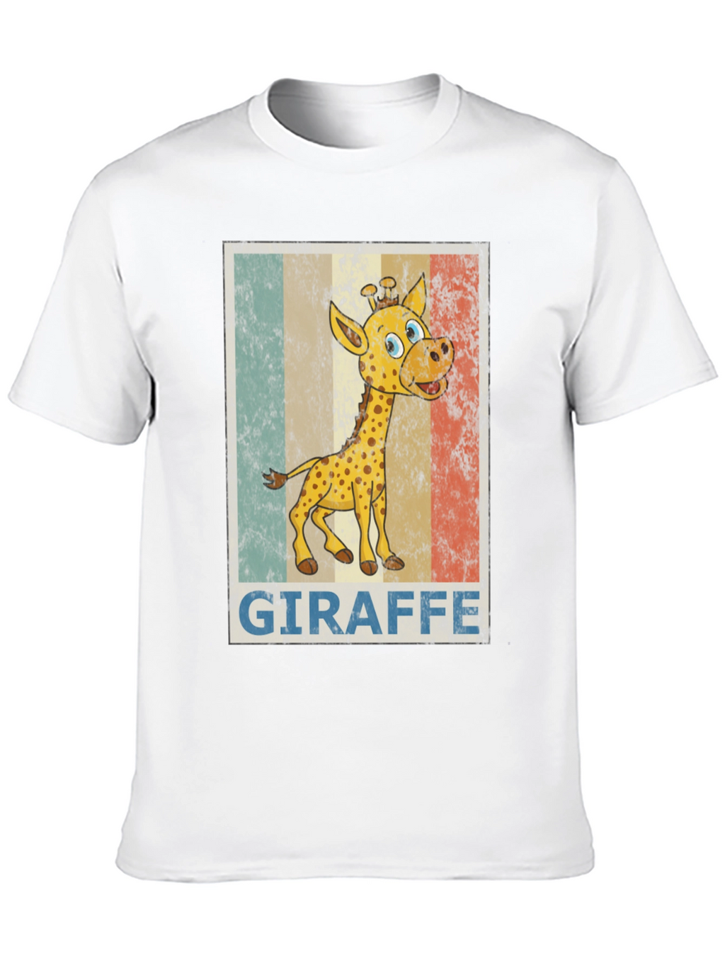 Giraffe Cartoon Print Black T-Shirt