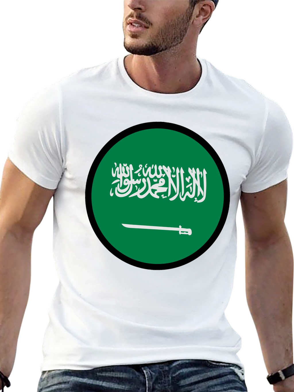 Saudi Arabia Flag Graphic T-Shirt - Black