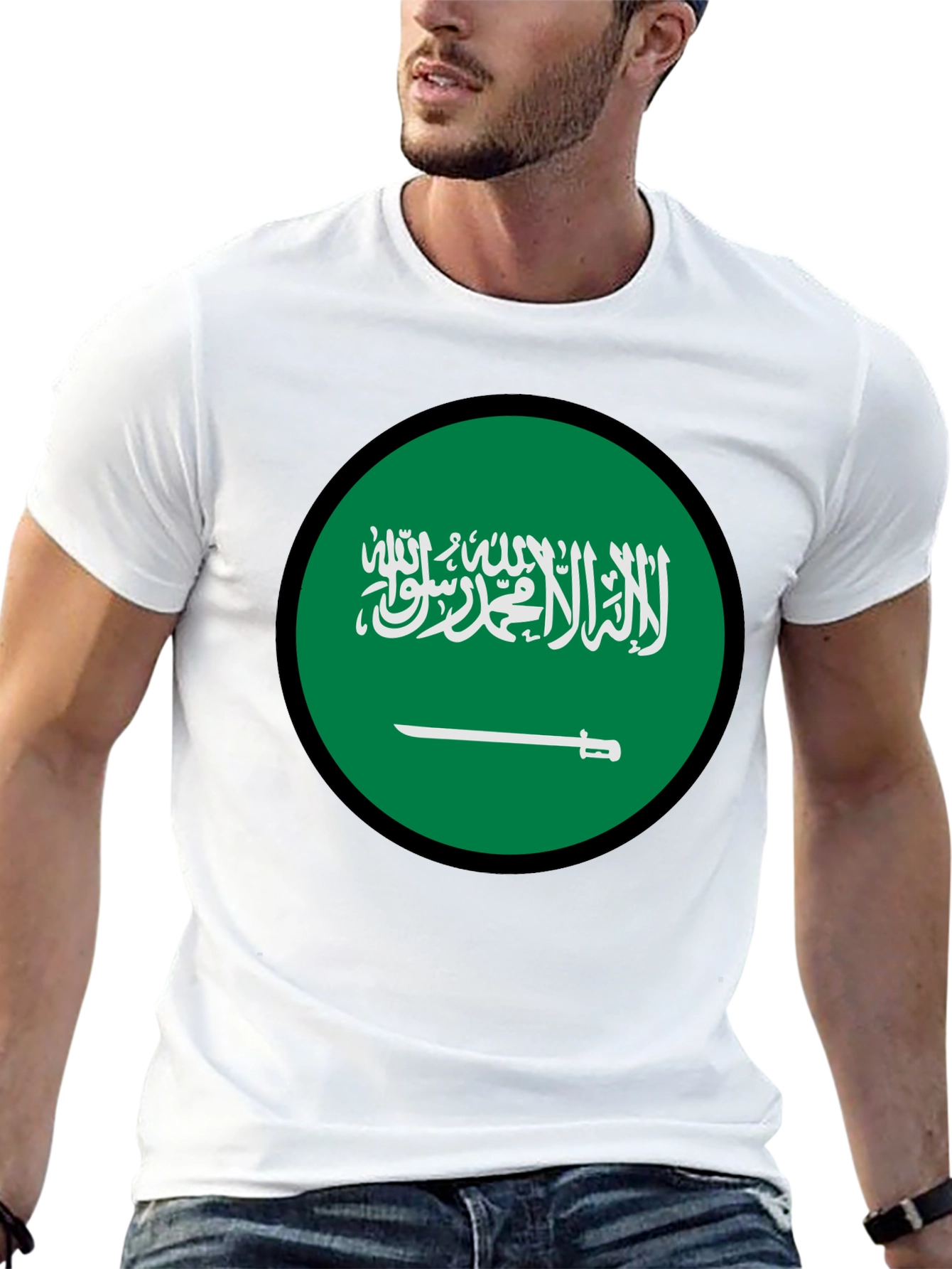 Saudi Arabia Flag Graphic T-Shirt - Black
