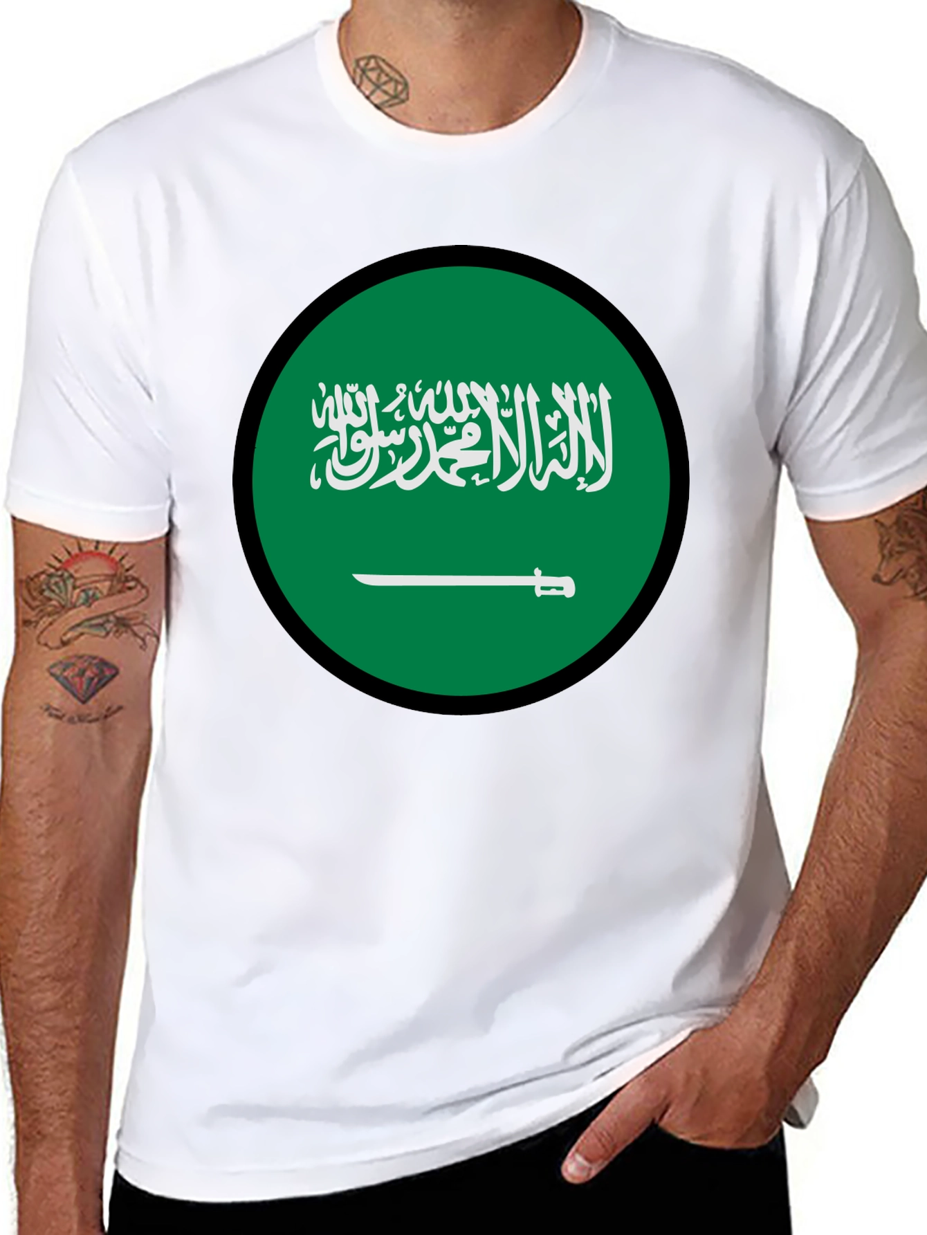 Saudi Arabia Flag Graphic T-Shirt - Black