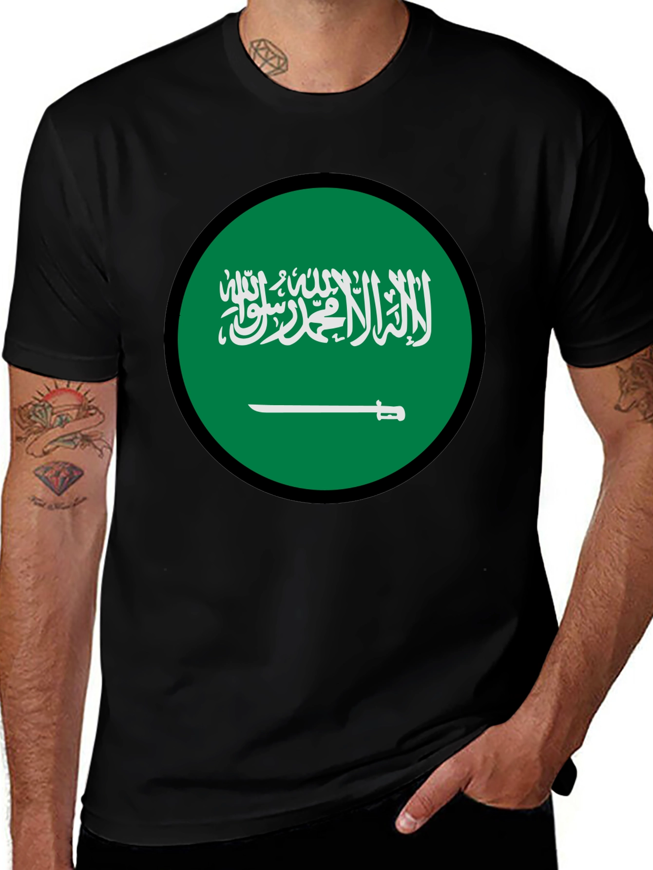 Saudi Arabia Flag Graphic T-Shirt - Black