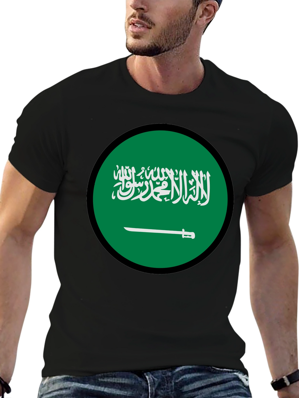 Saudi Arabia Flag Graphic T-Shirt - Black
