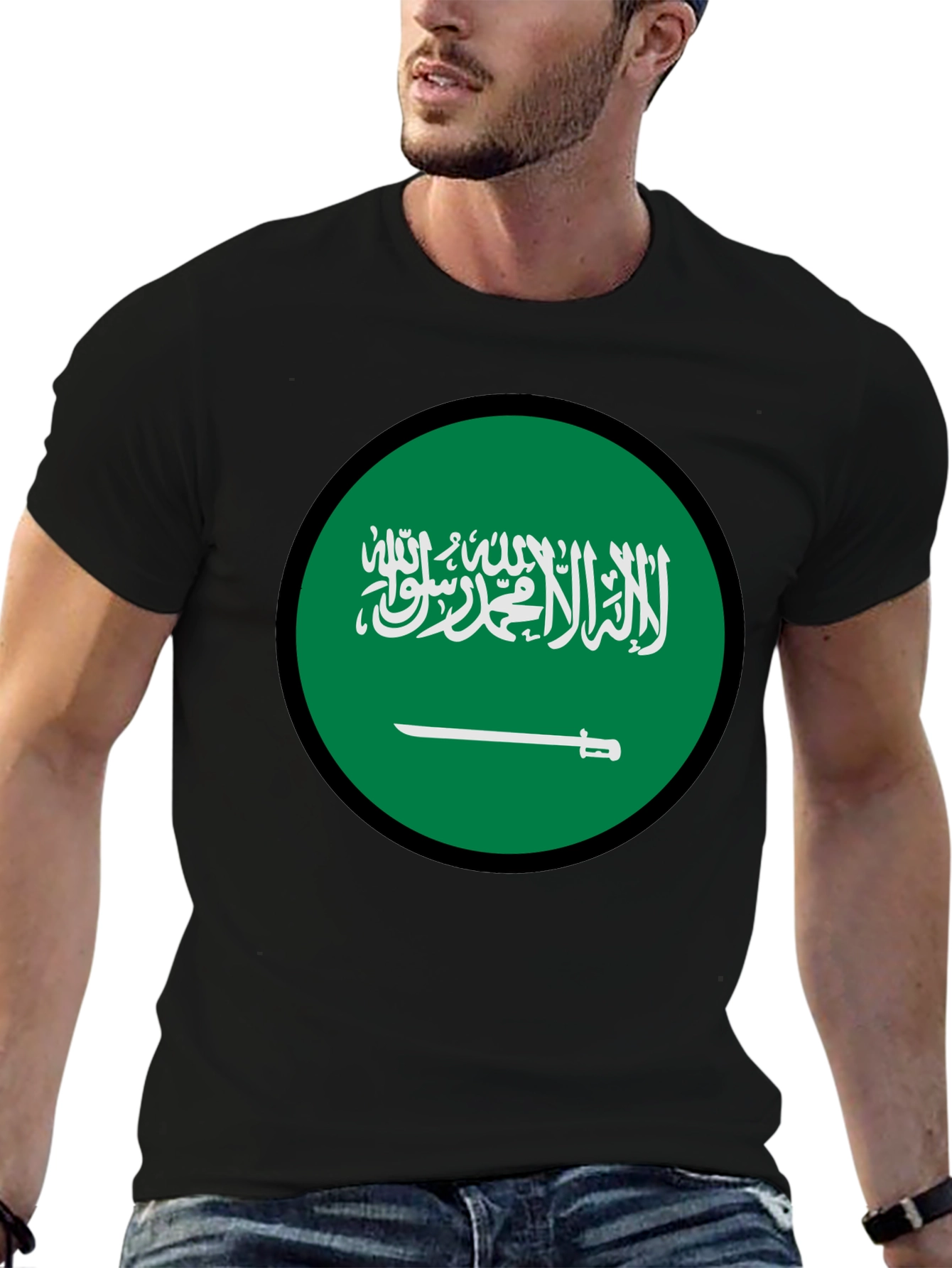 Saudi Arabia Flag Graphic T-Shirt - Black