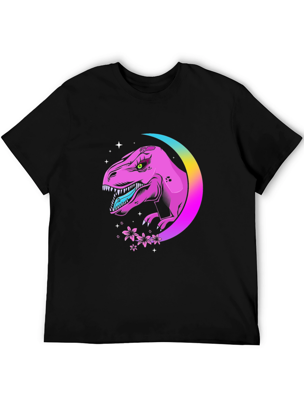 Dino Moon T-Shirt - Black Graphic Tee