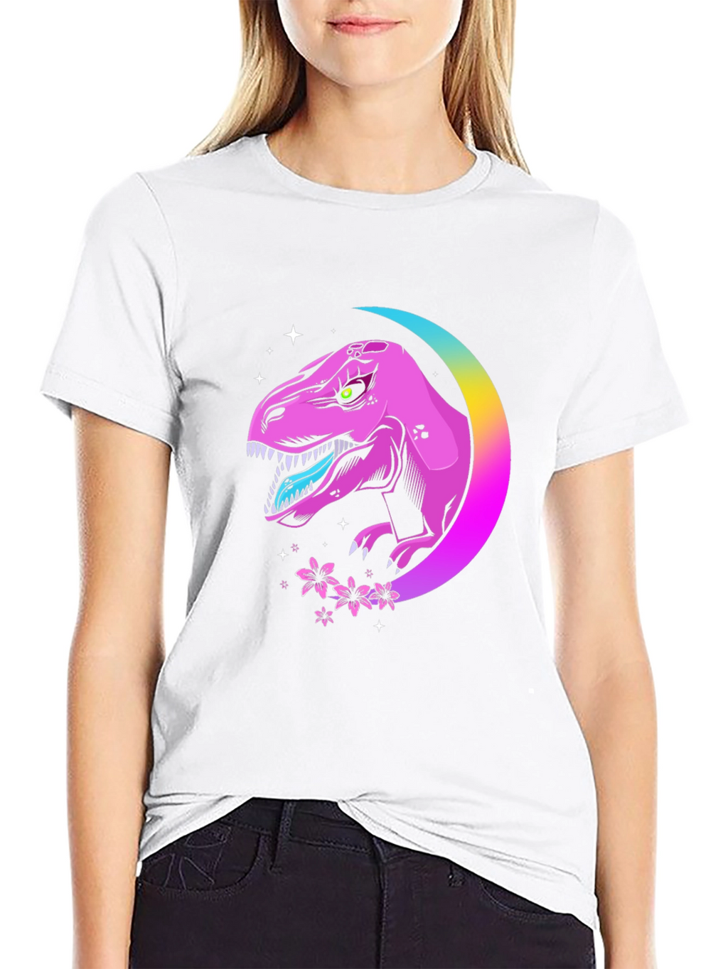 Dino Moon T-Shirt - Black Graphic Tee