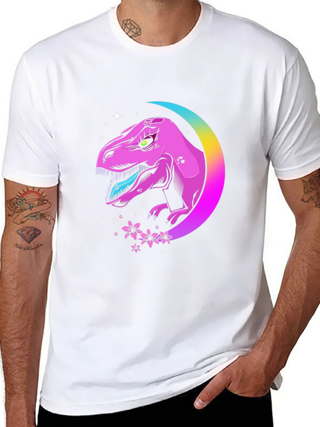 Dino Moon T-Shirt - Black Graphic Tee