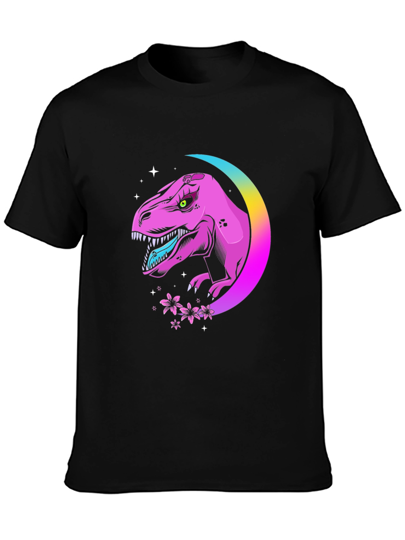 Dino Moon T-Shirt - Black Graphic Tee