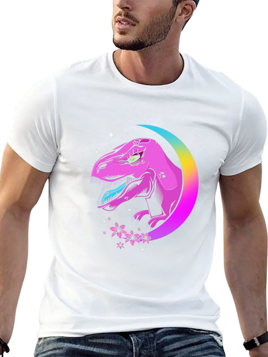 Dino Moon T-Shirt - Black Graphic Tee
