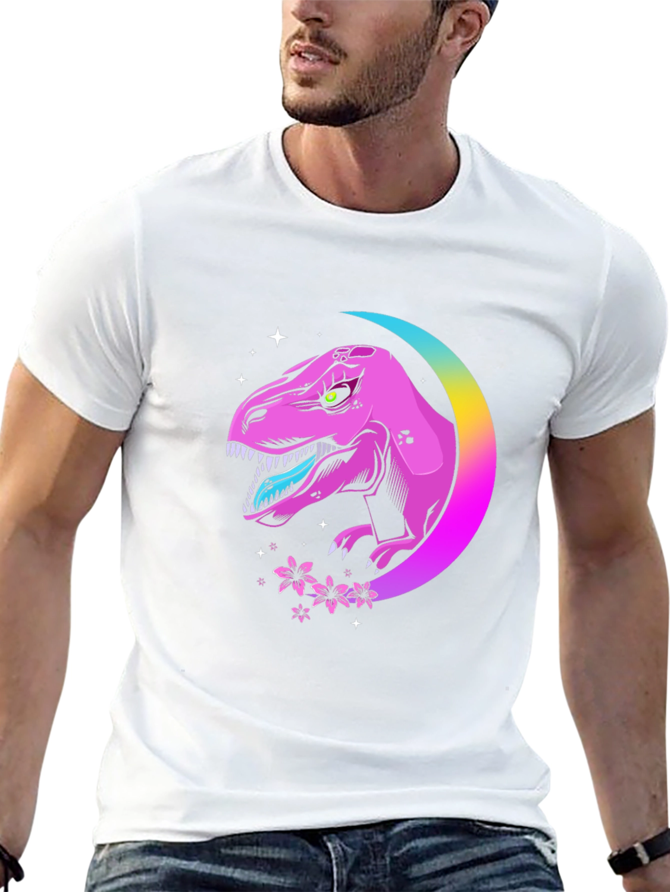 Dino Moon T-Shirt - Black Graphic Tee