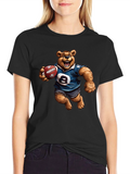 Bear Football Player Graphic T-Shirt