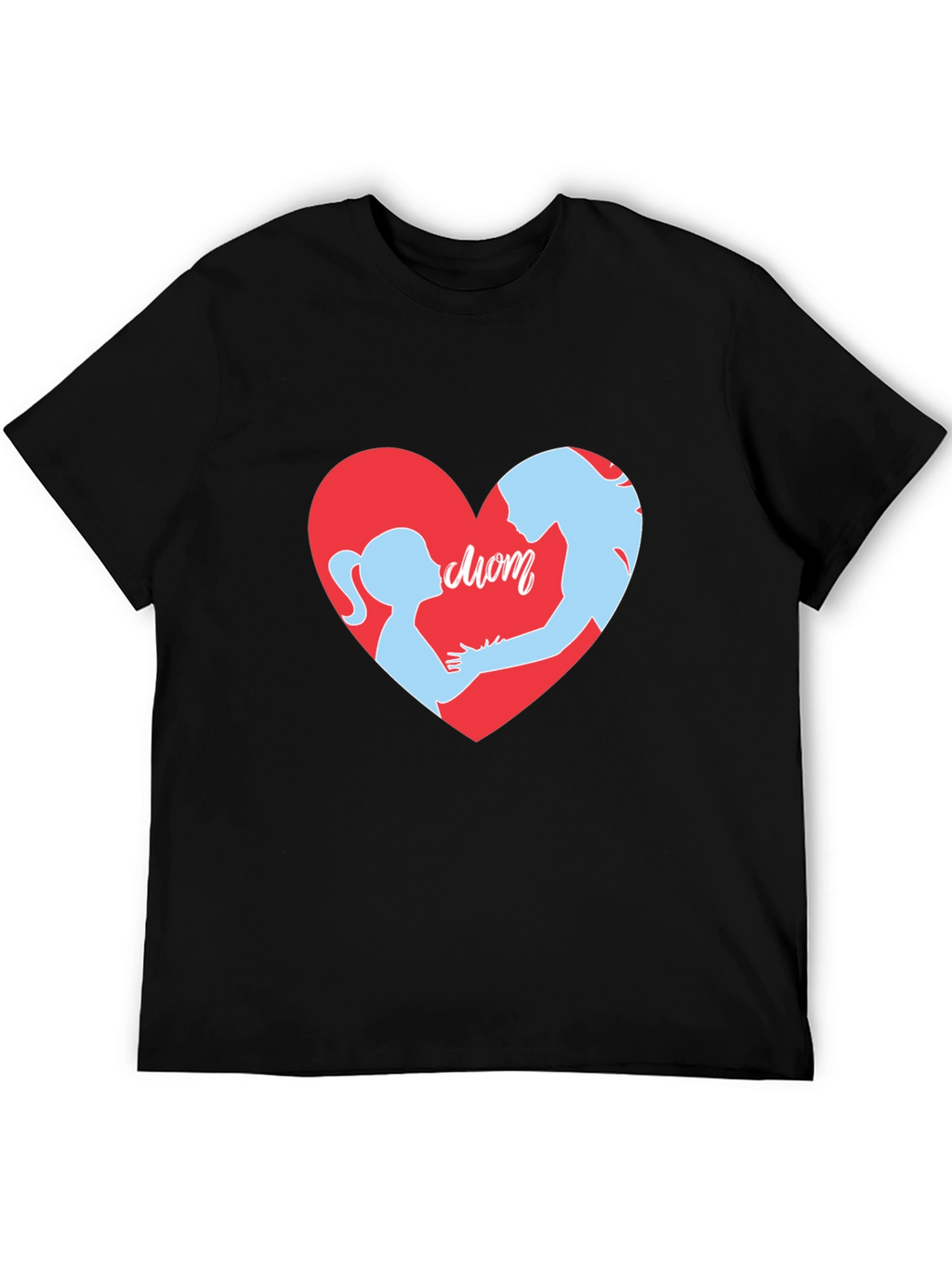 Mom & Daughter Heart T-Shirt - Black