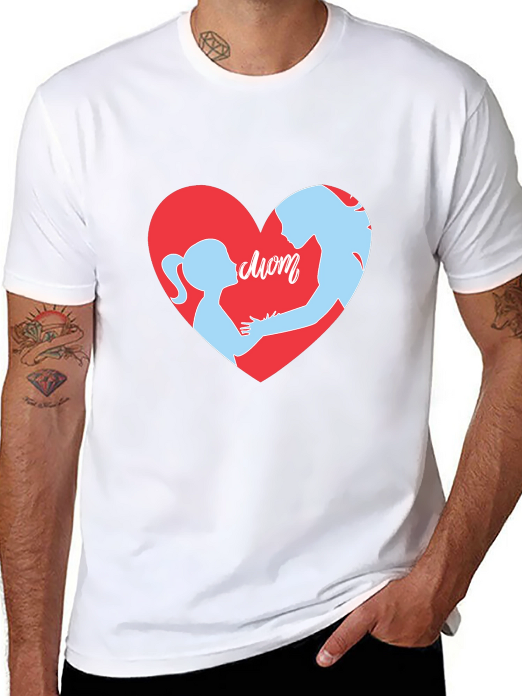 Mom & Daughter Heart T-Shirt - Black