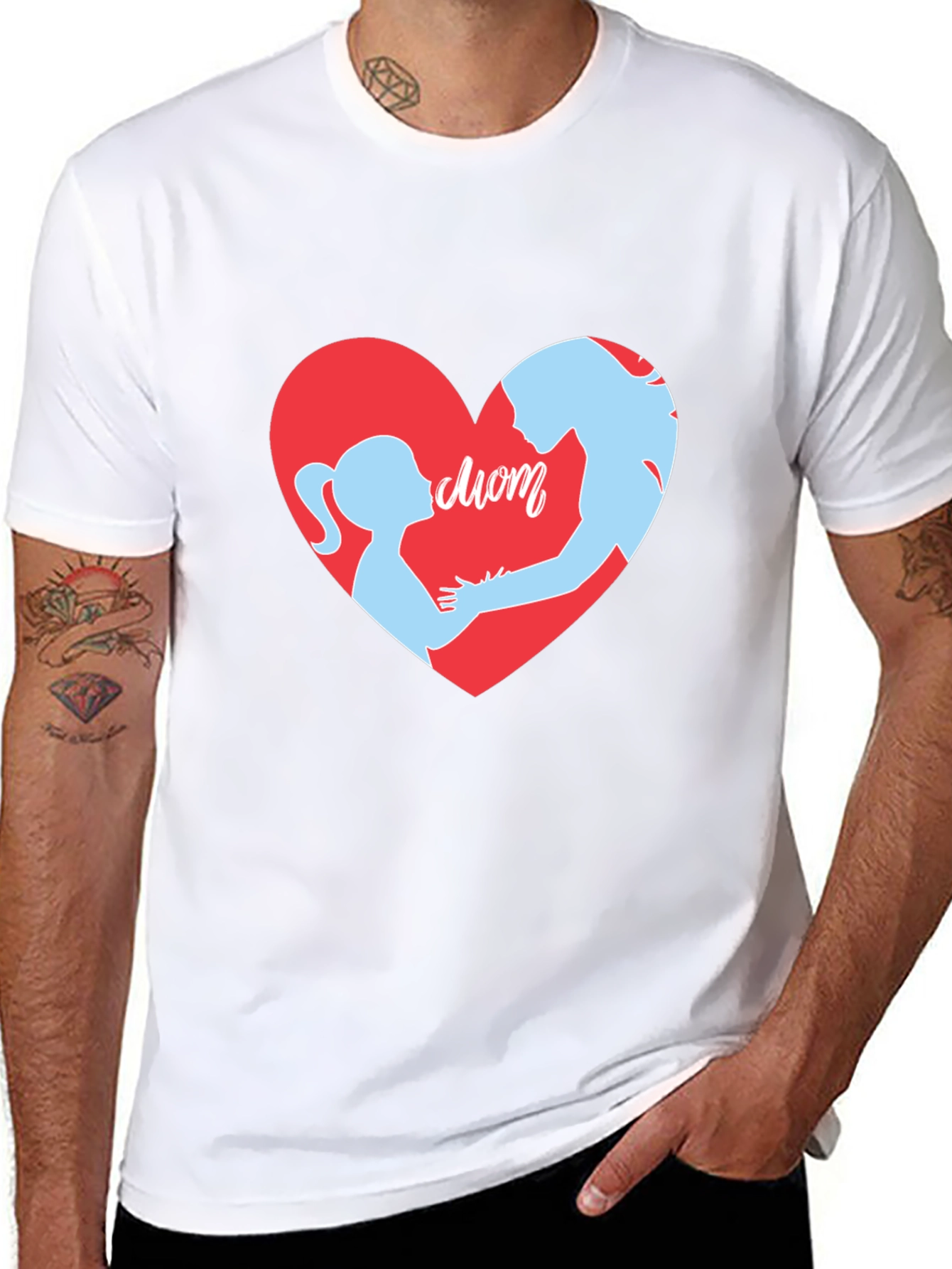 Mom & Daughter Heart T-Shirt - Black