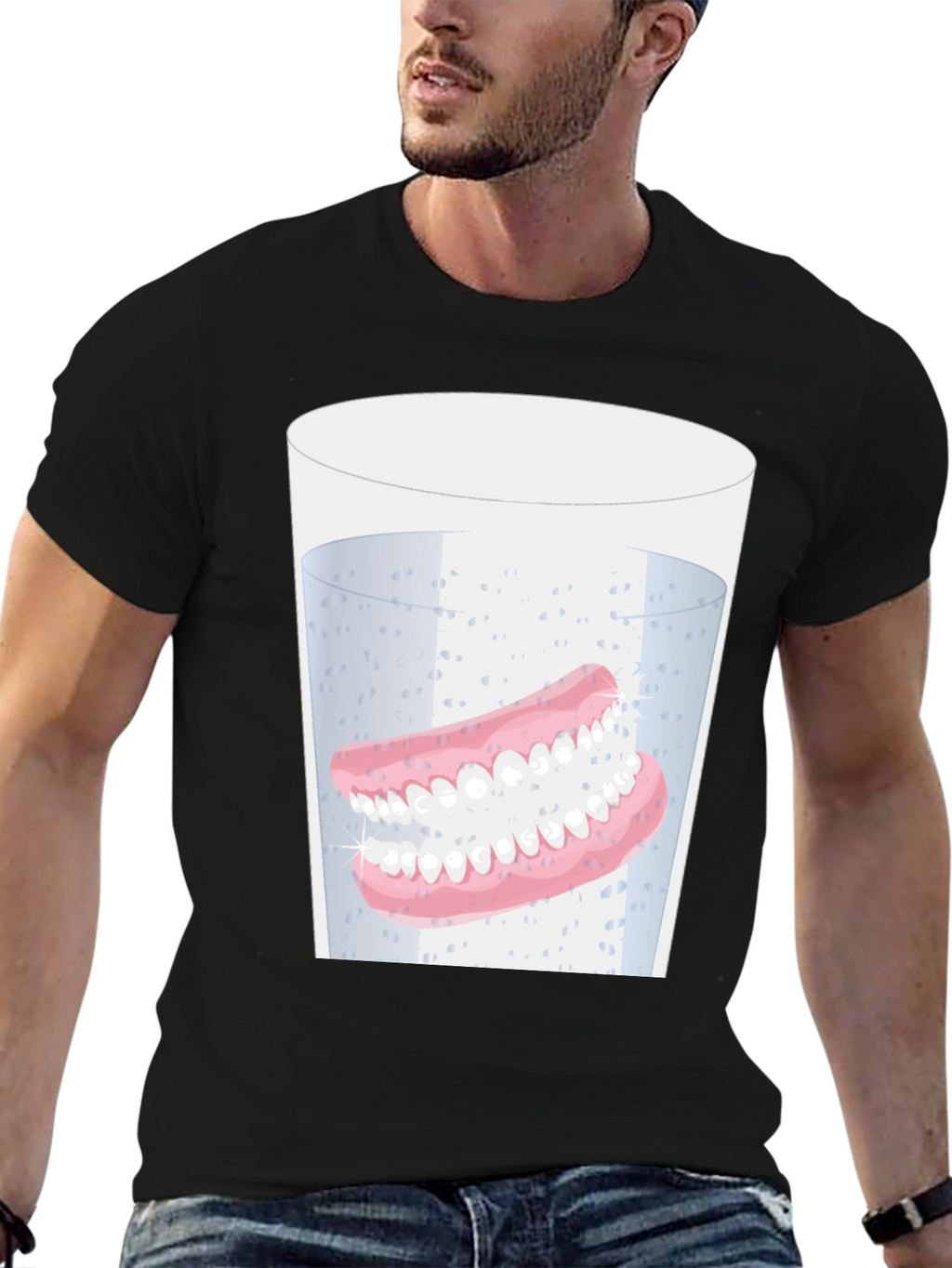 Novelty Dentures in Water Graphic T-Shirt