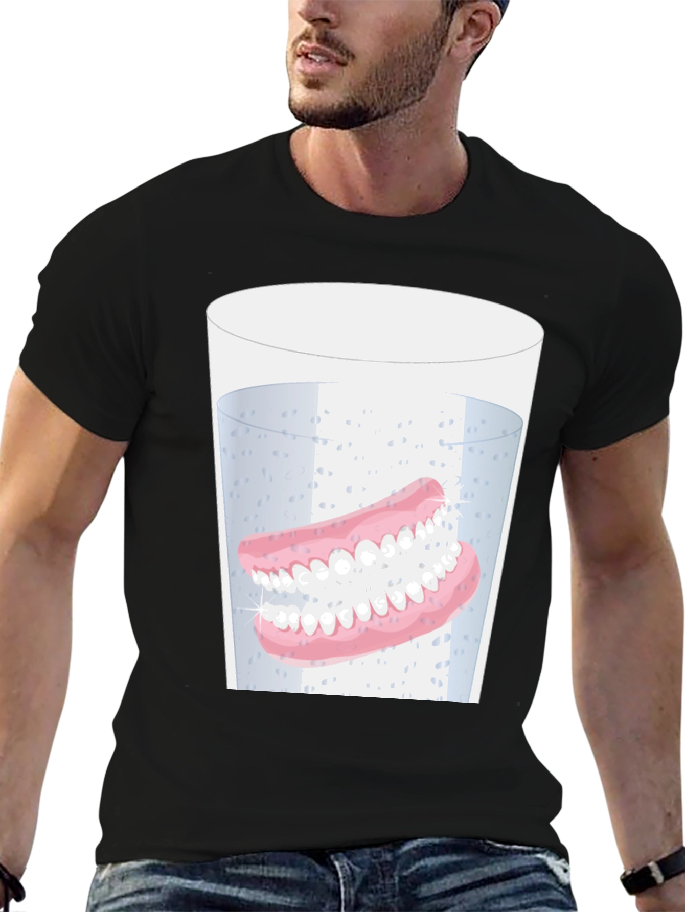 Novelty Dentures in Water Graphic T-Shirt