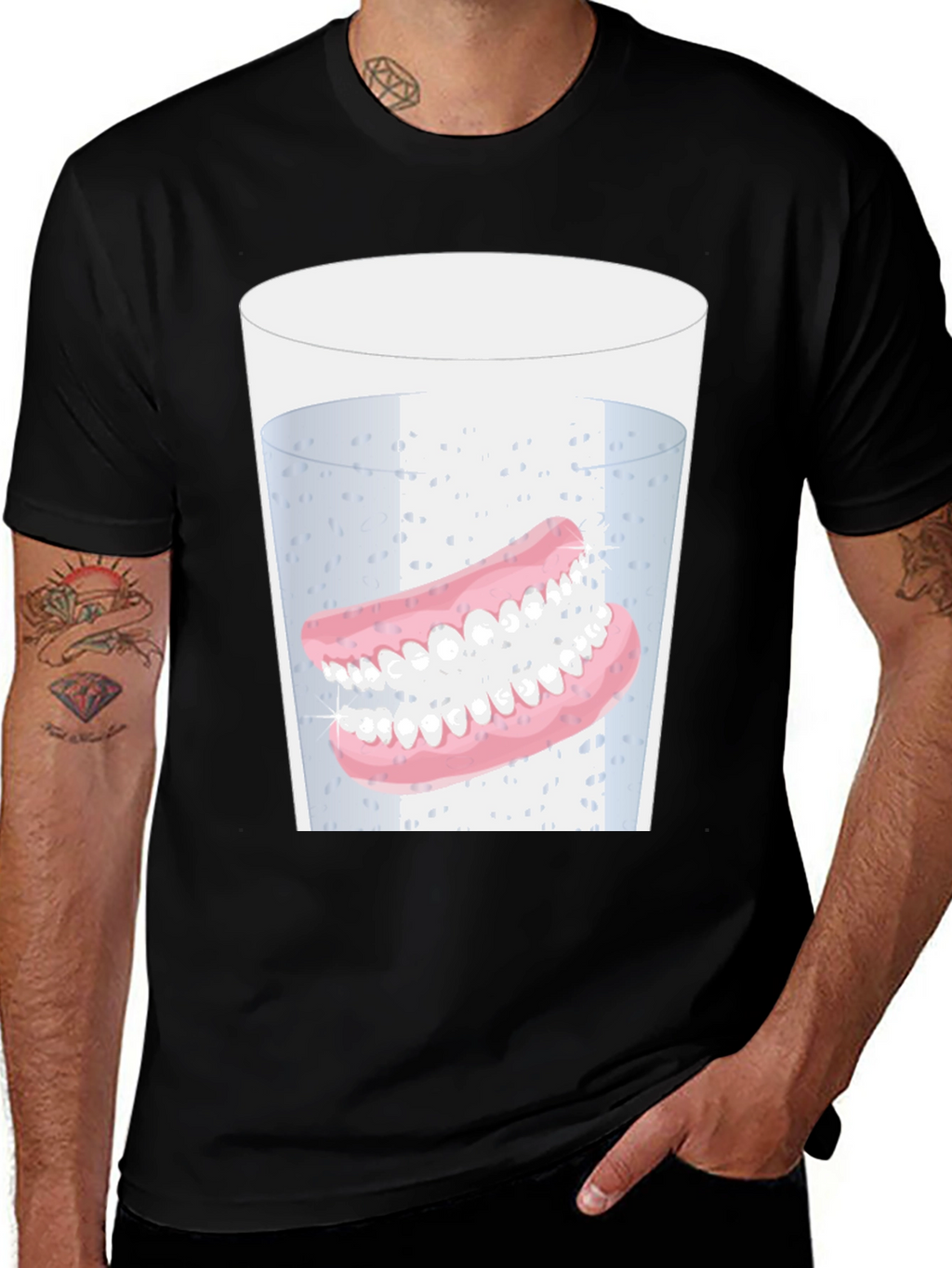 Novelty Dentures in Water Graphic T-Shirt