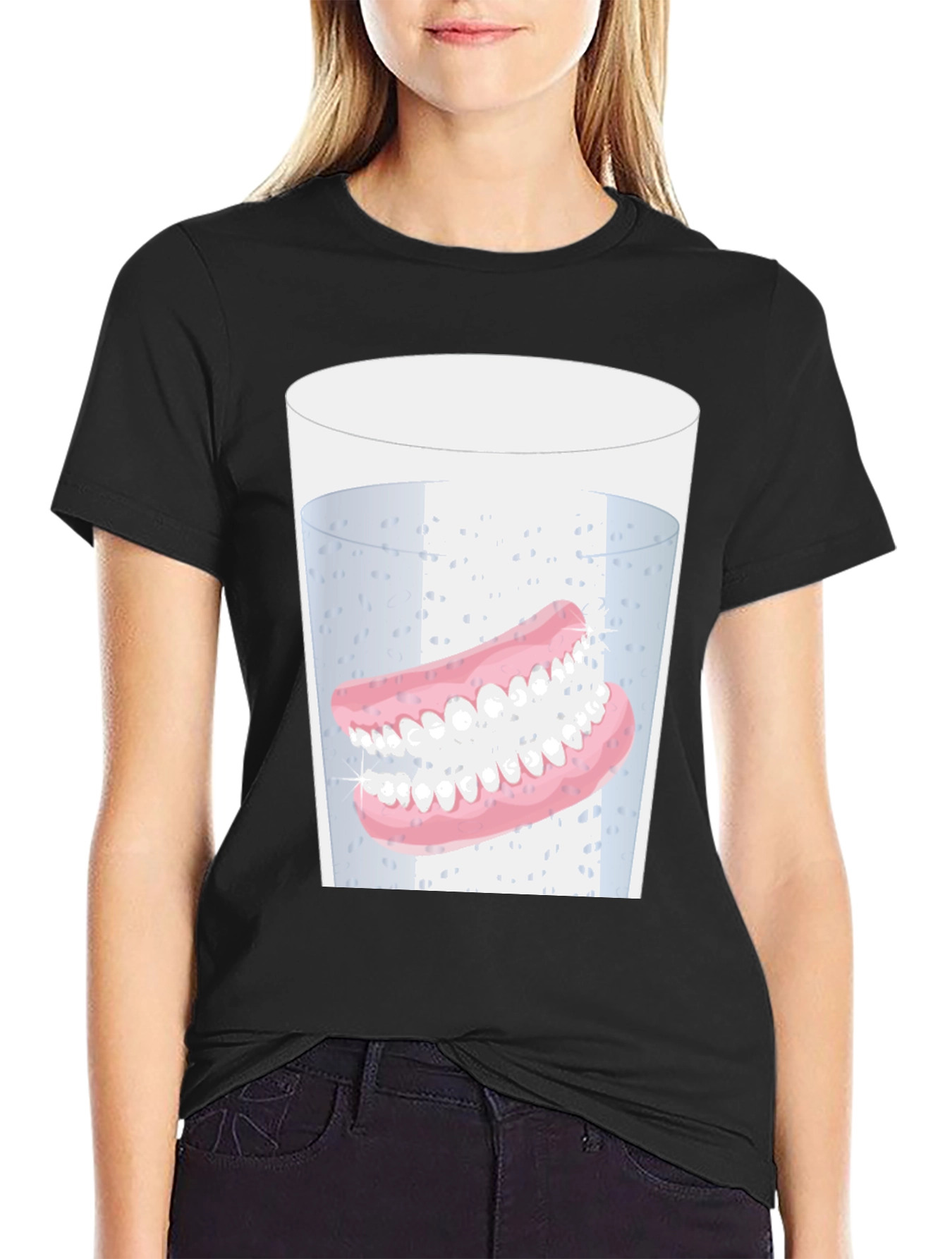 Novelty Dentures in Water Graphic T-Shirt