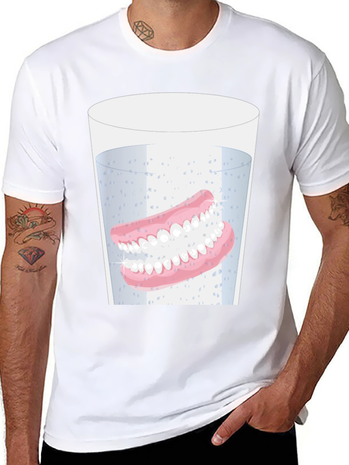 Novelty Dentures in Water Graphic T-Shirt