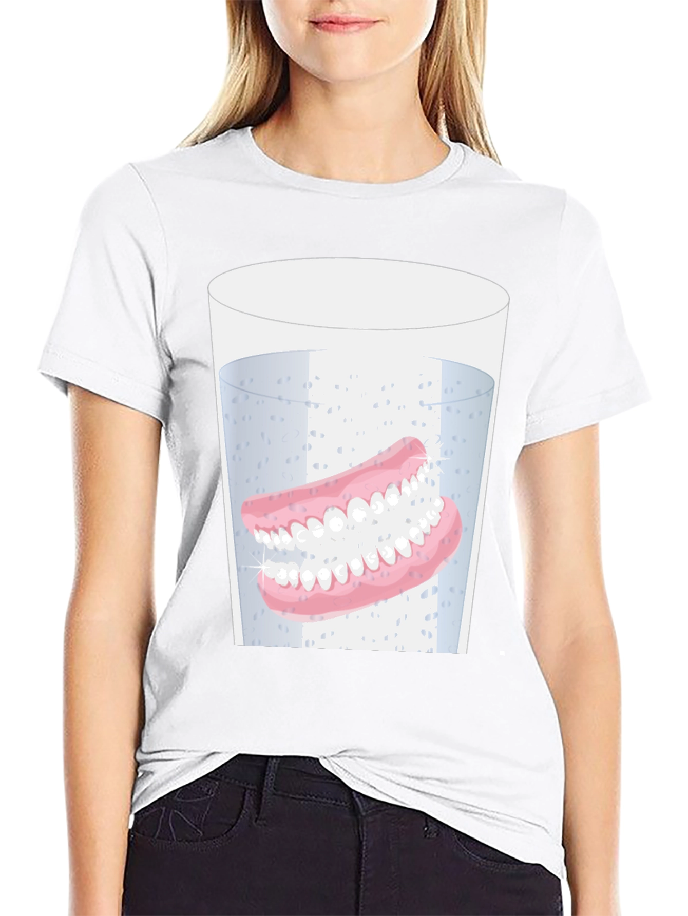 Novelty Dentures in Water Graphic T-Shirt