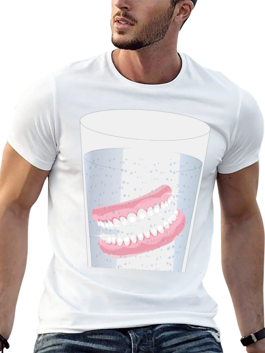 Novelty Dentures in Water Graphic T-Shirt