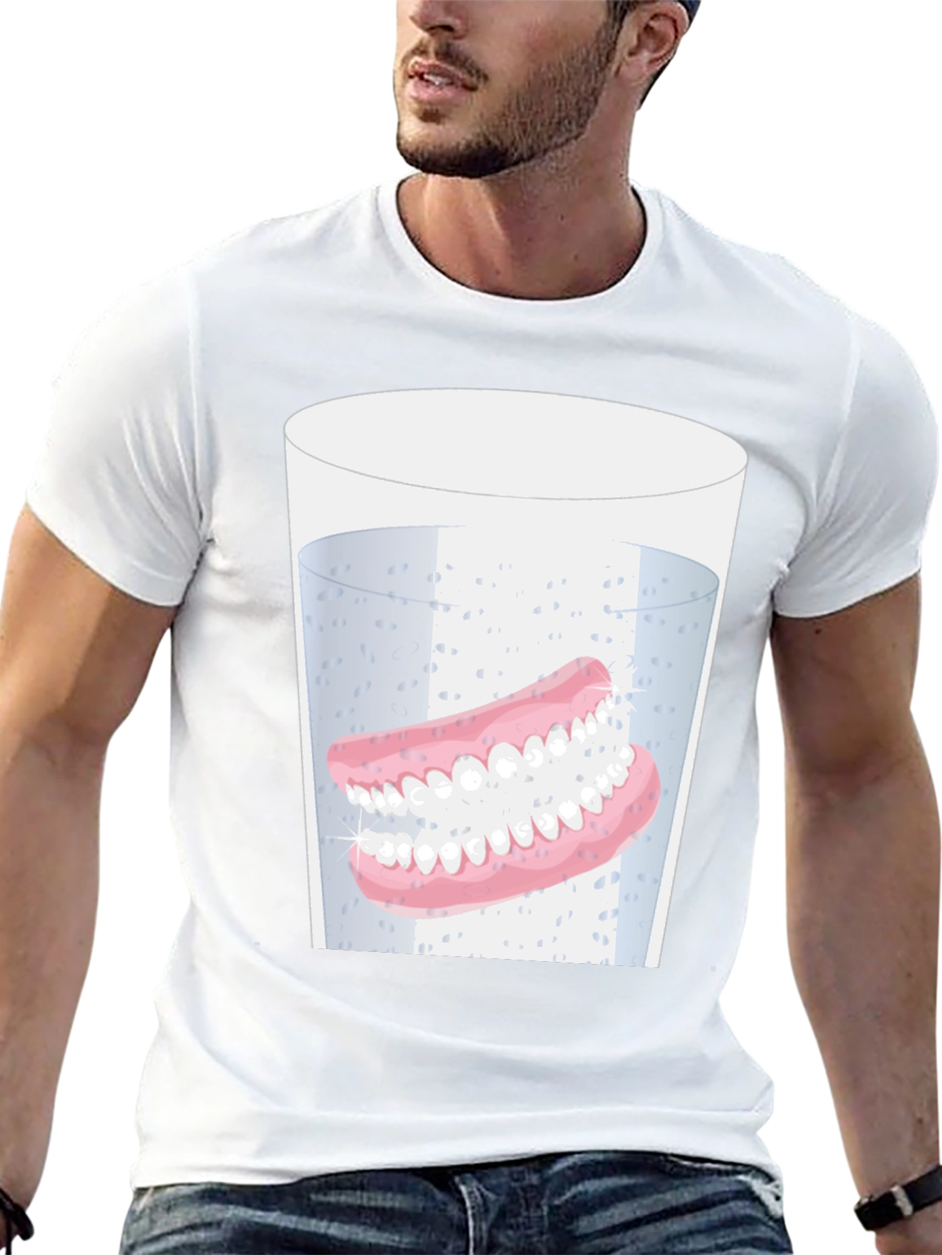 Novelty Dentures in Water Graphic T-Shirt