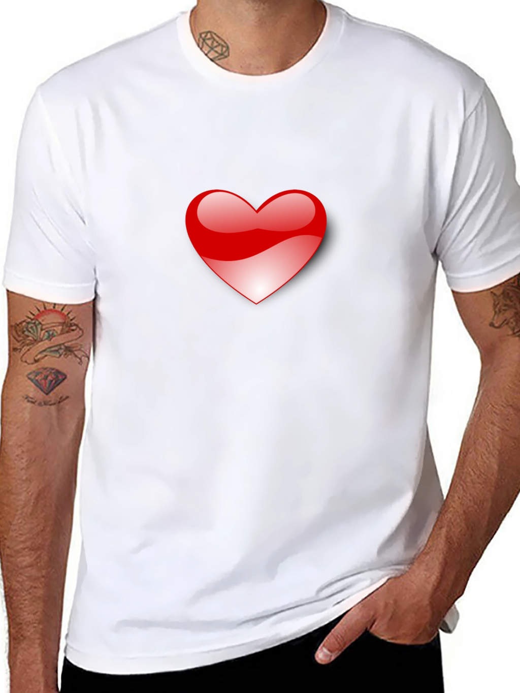 Heart Graphic Black T-Shirt for Men