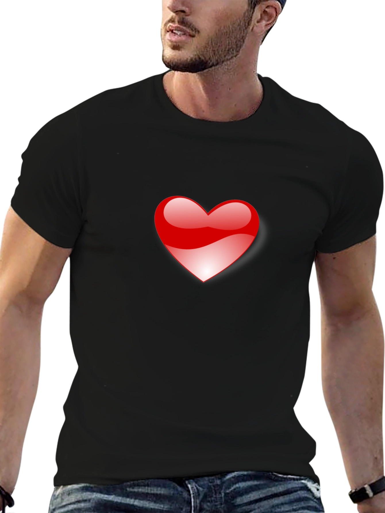 Heart Graphic Black T-Shirt for Men