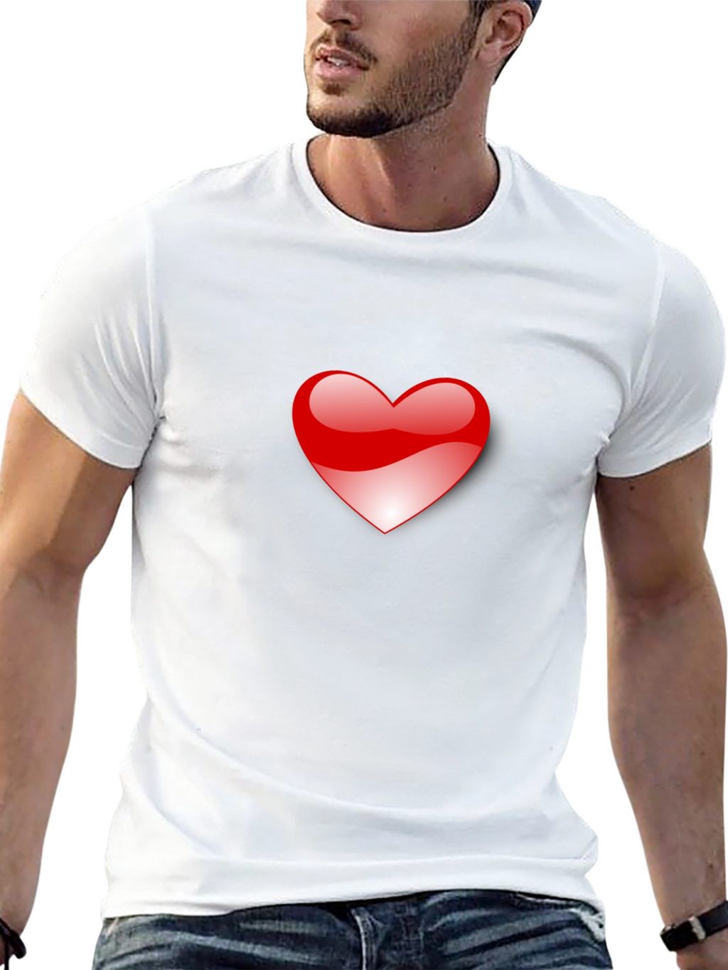 Heart Graphic Black T-Shirt for Men