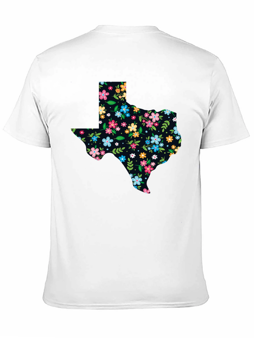 Floral Texas State Pride Black T-Shirt