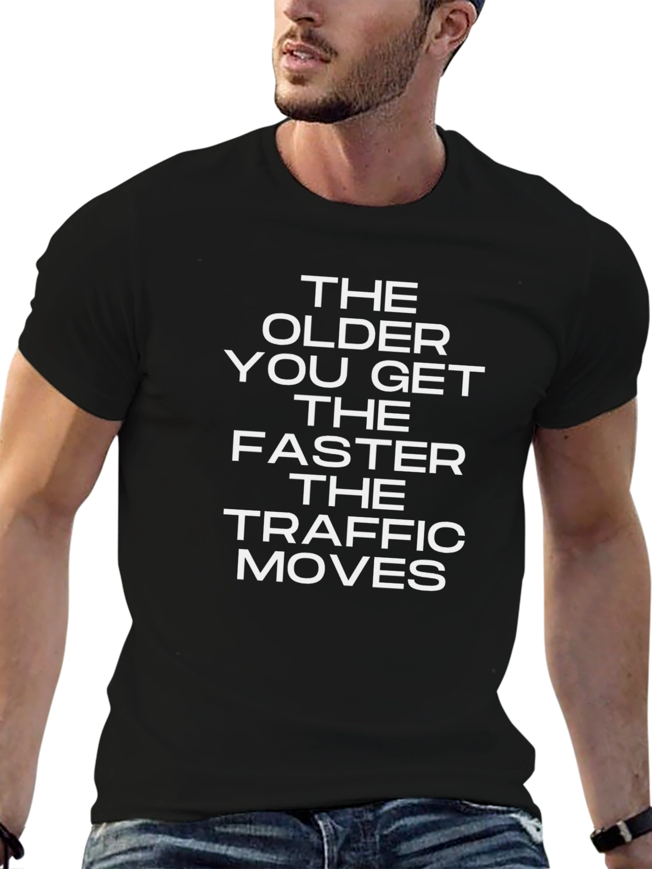 Funny Saying Black T-Shirt: Traffic Moves Faster