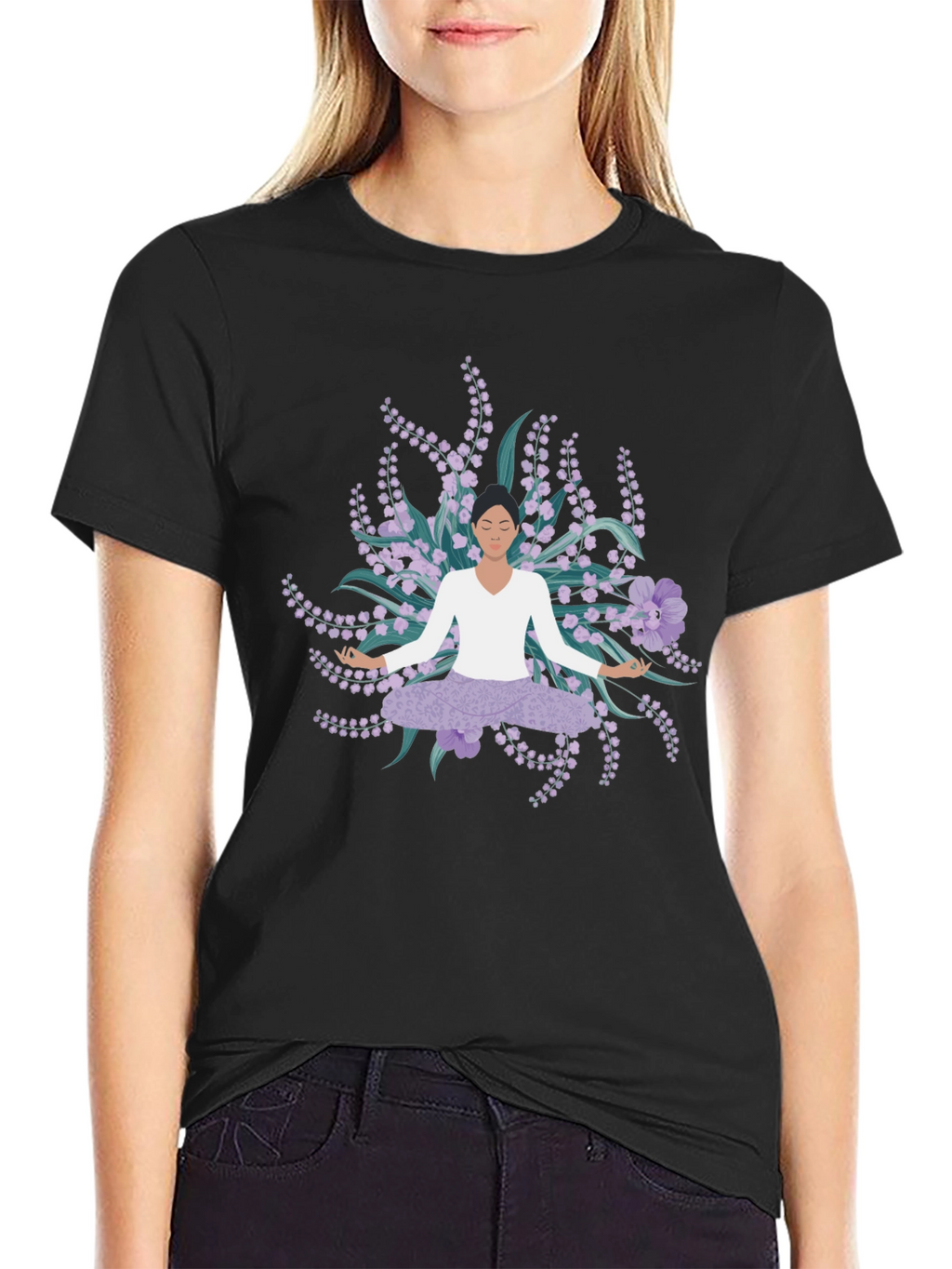 Yoga & Flowers Graphic Tee - Relaxed Fit
