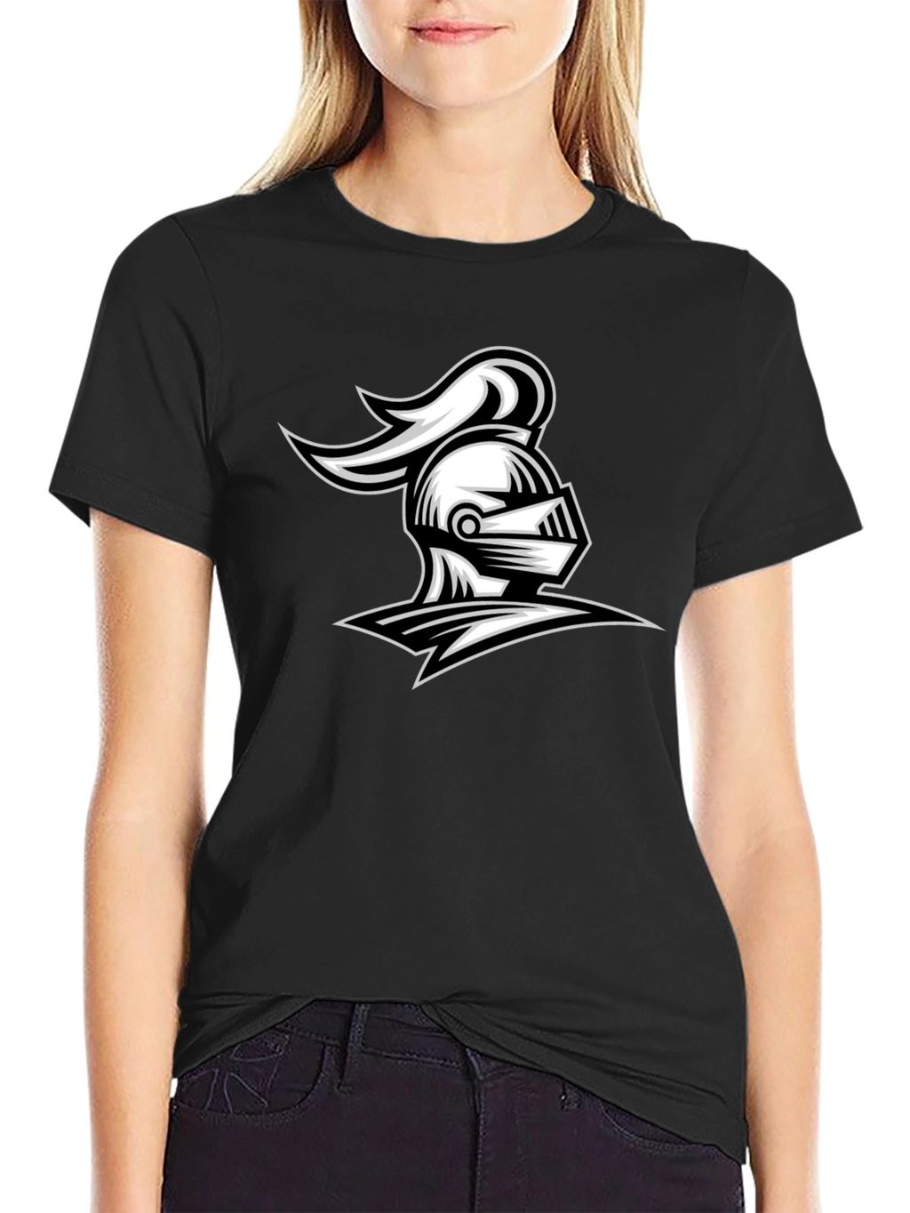 Knight Helmet Graphic Tee - Black Cotton