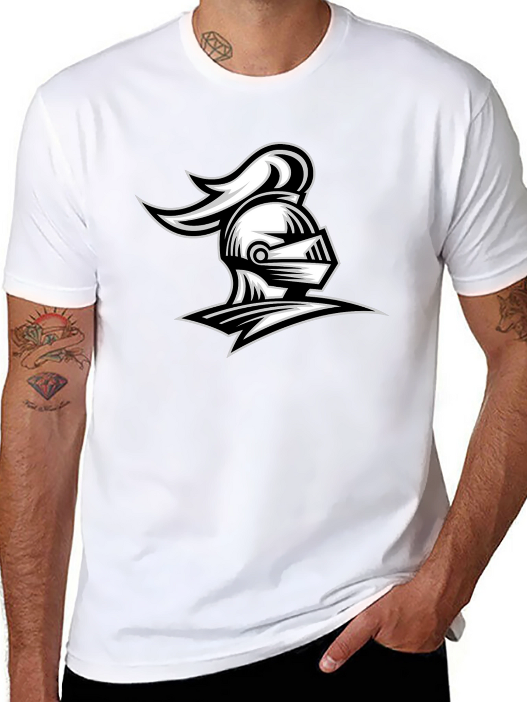 Knight Helmet Graphic Tee - Black Cotton