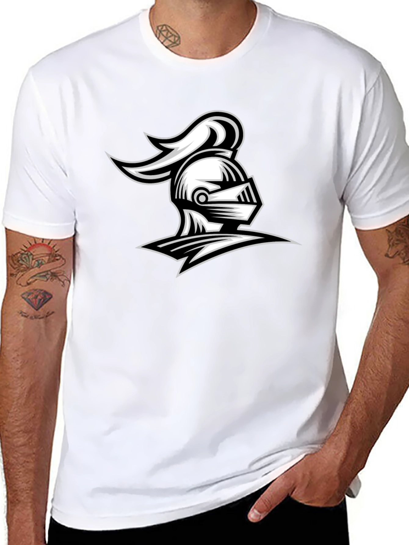 Knight Helmet Graphic Tee - Black Cotton