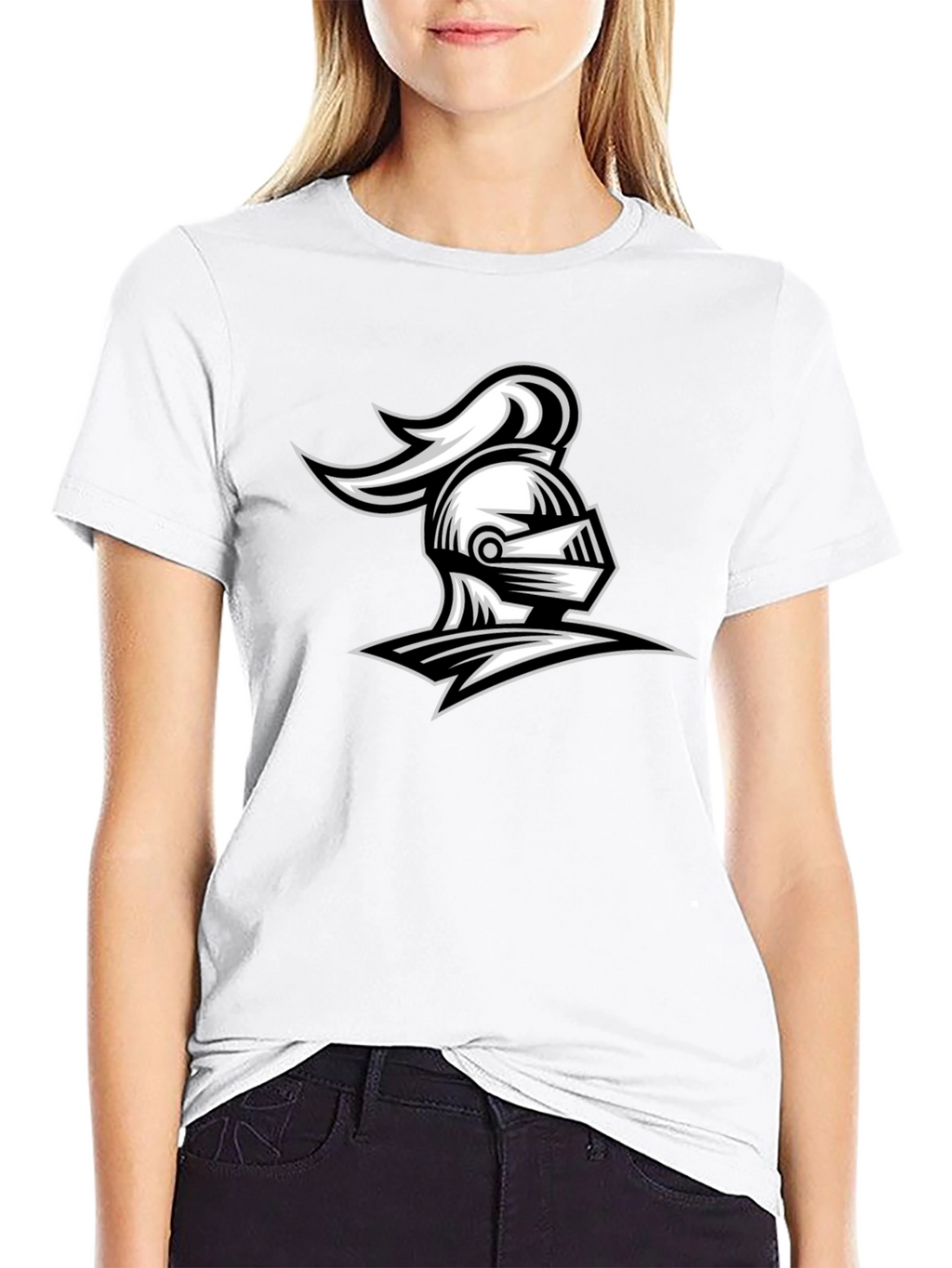 Knight Helmet Graphic Tee - Black Cotton