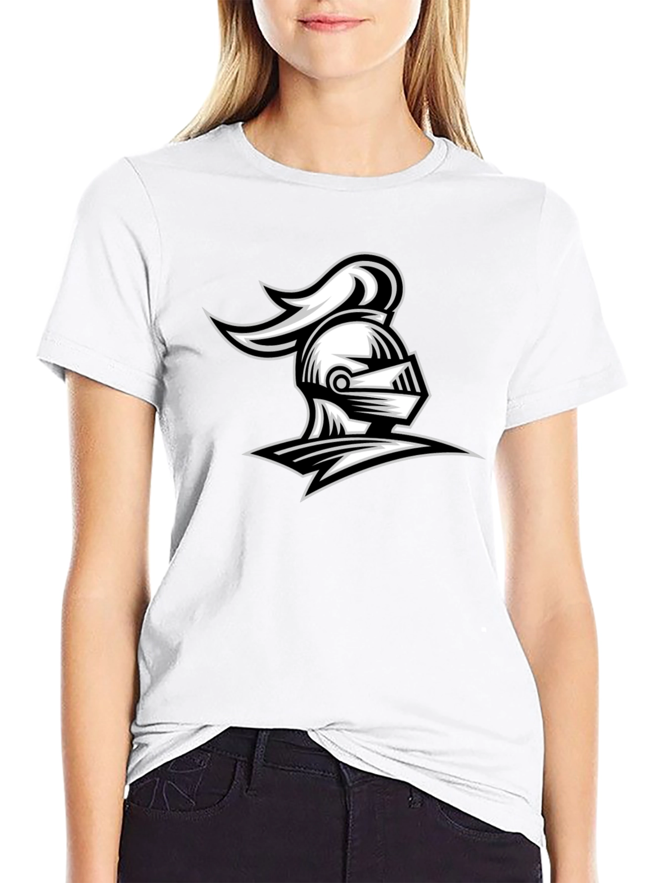 Knight Helmet Graphic Tee - Black Cotton